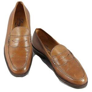 Dawjnson Sz 43.5 Handmade Cognac Brown Leather Men's Loafers